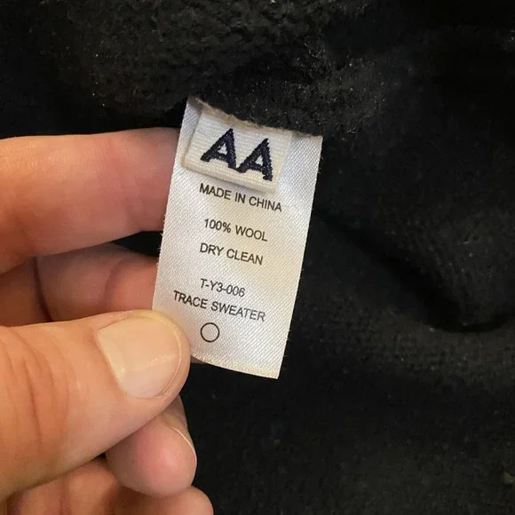 Roucha Trace Sweater Womens Large Black 100% Wool Crewneck Pullover T-Y3-006 - Picture 7 of 9